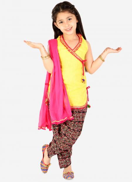 Yellow Colour KID1 Girls Festive Wear Sia halter neck kurti salwar Suit Collection K22EG82YE
